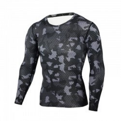 Mens Breathable Prints Quick Dry T Shirt Bodybuilding Tight Compression Workout Tops T Shirts 