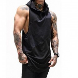 New Design Men Slim Fit Sleeveless Gym Stringer Hoodie