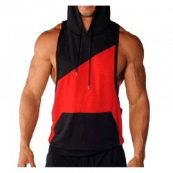 New design wholesale OEM men stringer bodybuilding gym hoodies with hat tank top 
