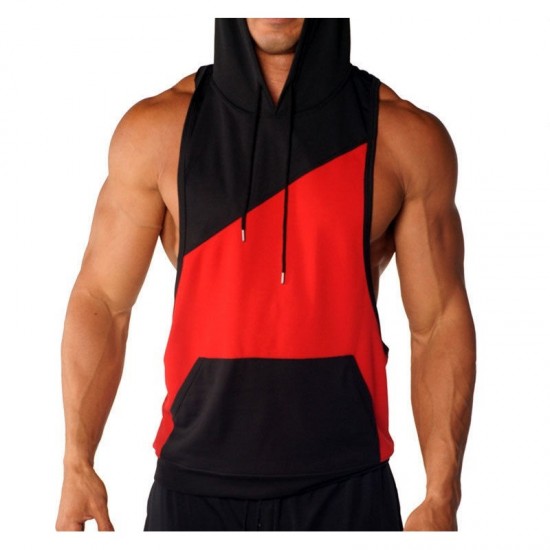 New design wholesale OEM men stringer bodybuilding gym hoodies with hat tank top New design wholesale OEM men stringer bodybuilding gym hoodies with hat tank top