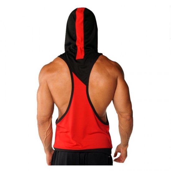 New design wholesale OEM men stringer bodybuilding gym hoodies with hat tank top New design wholesale OEM men stringer bodybuilding gym hoodies with hat tank top