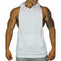 custom mens GYM stringer y back sleeveless hoodie 