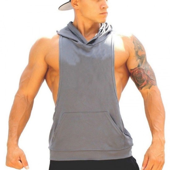 Mens Slim Dry Fit Stringer Sleeveless Gym Muscle Hoodie Mens Slim Dry Fit Stringer Sleeveless Gym Muscle Hoodie