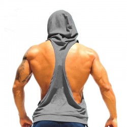 Mens Slim Dry Fit Stringer Sleeveless Gym Muscle Hoodie