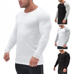 Mens Long Sleeve Gym Fitted T Shirt Wholesale Custom Print Performance Shirt 