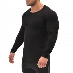 Hot Sale Mens Black Long Sleeve Performance Shirt 95% Cotton 5% Elastane Custom Printed Muscle Fit Gym T-Shirt 